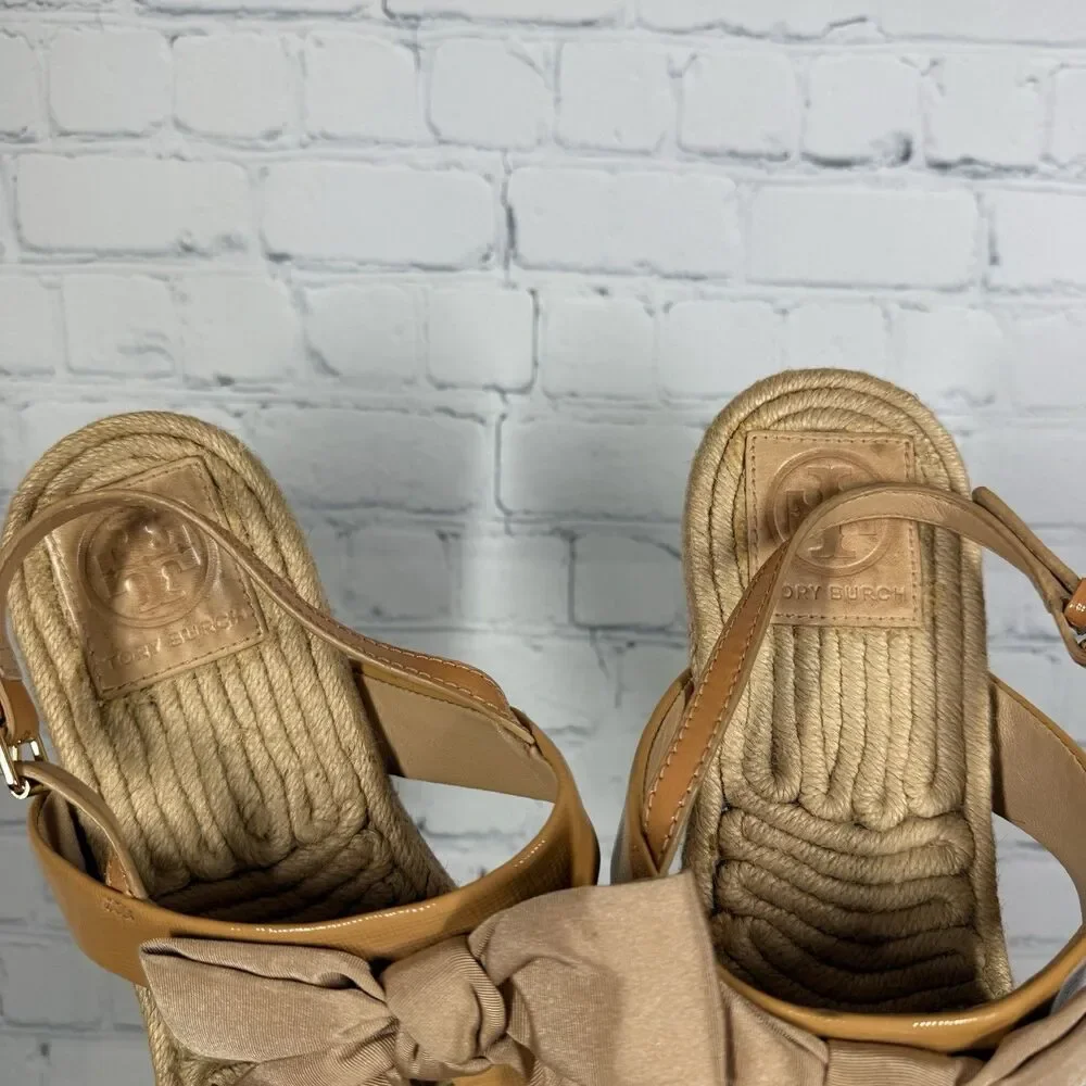 Tory Burch Bow Thong Sandals Women 11 Espadrille Jute Resort Coastal Boho